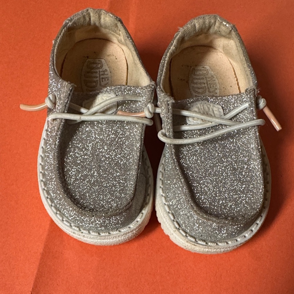 Hey Dude Toddler / Kids Silver Sparkly Shoes
